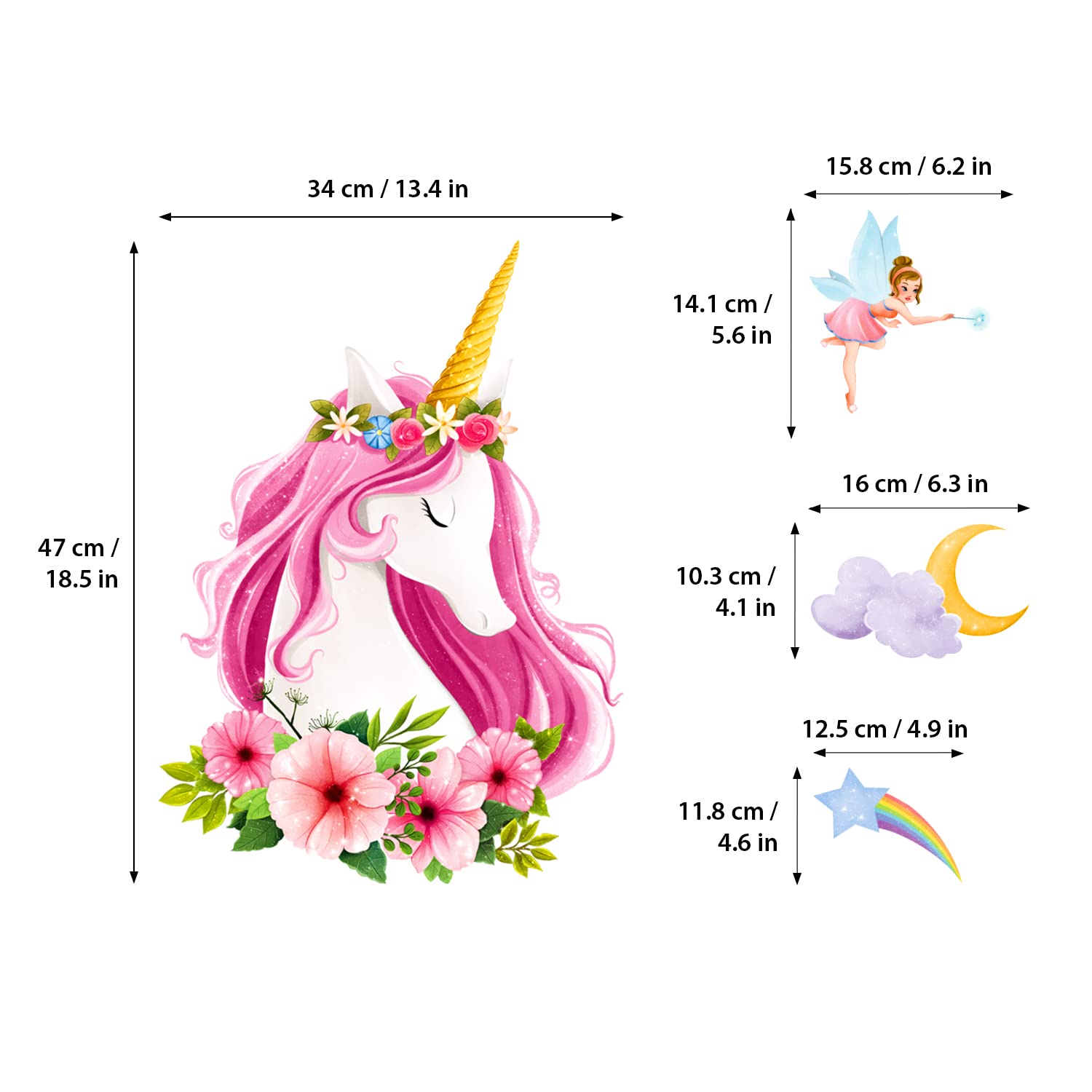 DECOWALL SG-2105 children's bedroom unicorn decor inspires imagination and color-rich walls