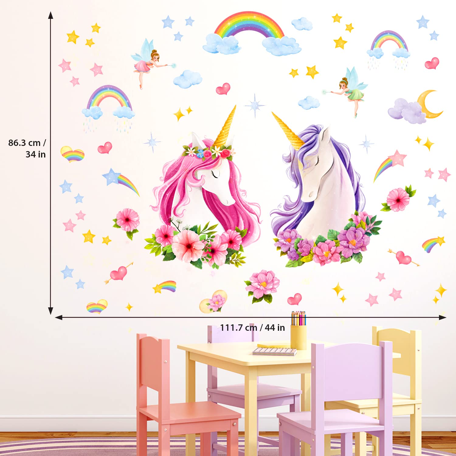 DECOWALL SG-2105 living room unicorn decals add whimsy and quick transformation