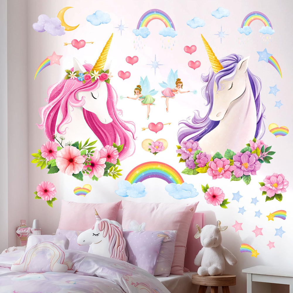 DECOWALL SG-2105 rainbow unicorn decal for kids' rooms enhances imagination and color