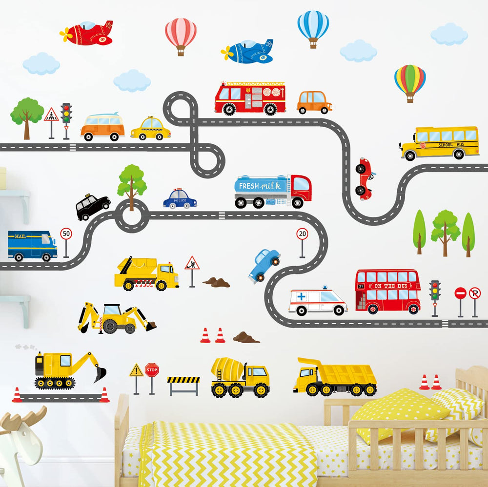 DECOWALL SG3-2308 road decals on walls inspire imaginative games and room transformation