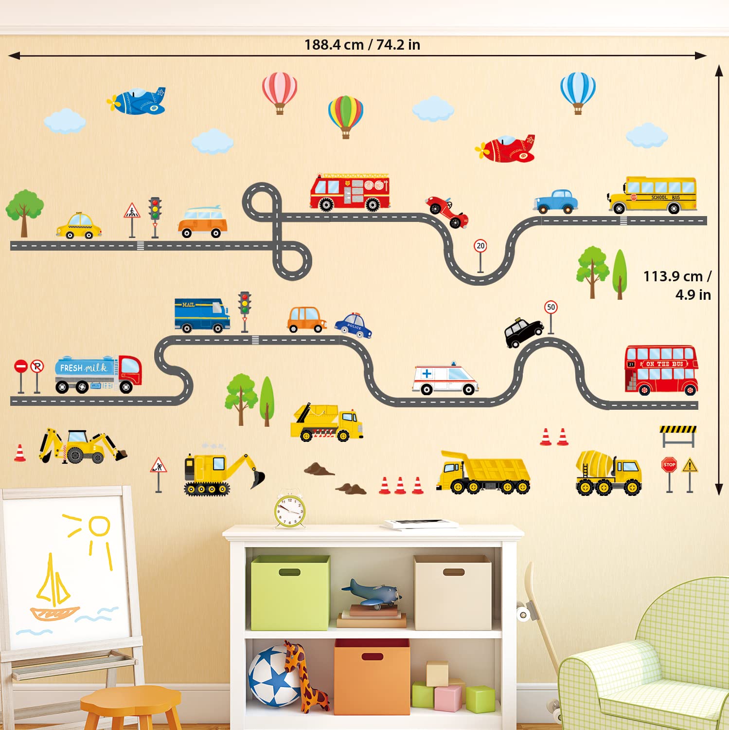 DECOWALL SG3-2308 three-sheet set provides versatile layouts and room-saving wall art