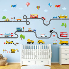 DECOWALL SG3-2308 transport stickers show cars and trucks for vibrant playroom décor and learning