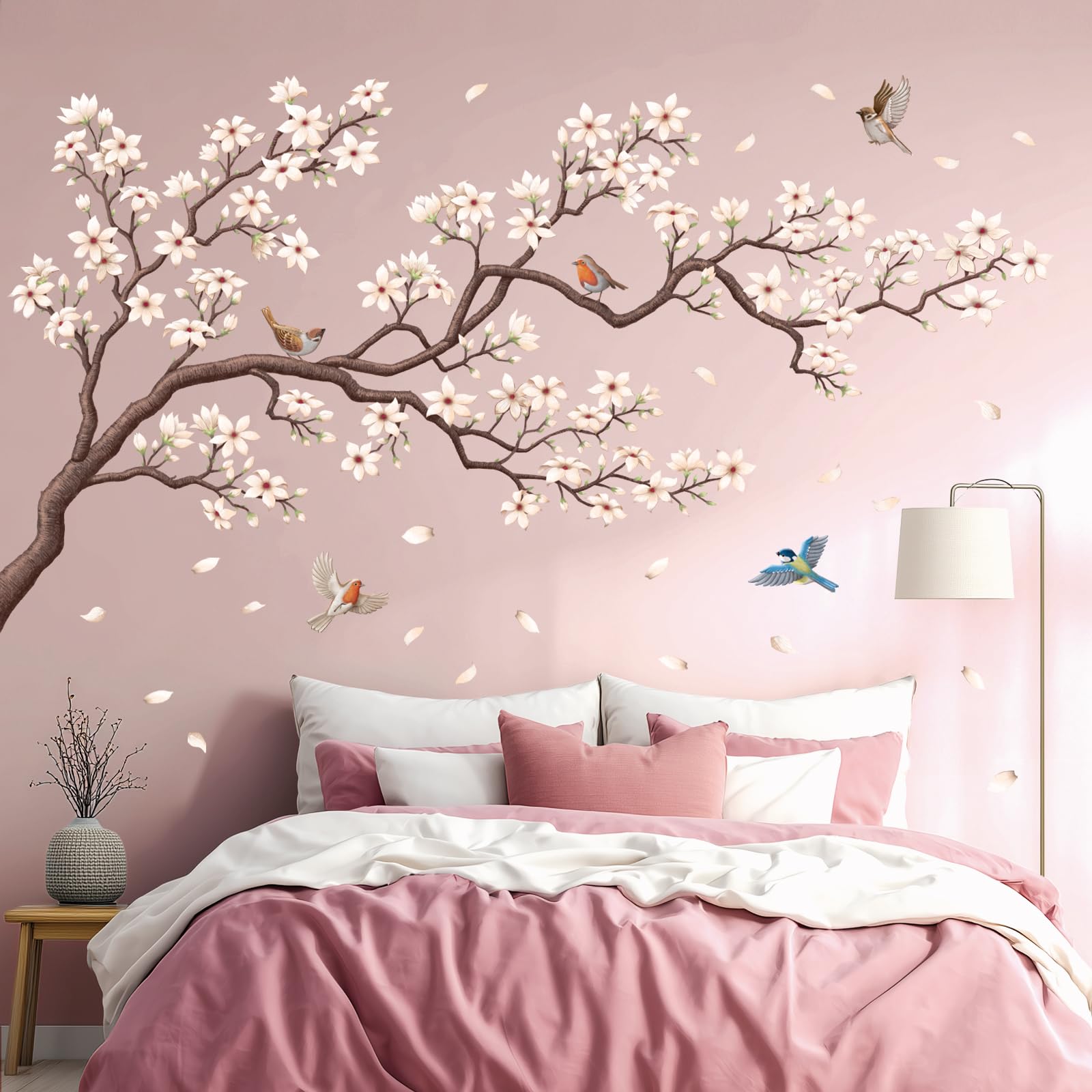 DECOWALL SG4-2213 White Cherry Blossom decor adds subtle whimsy and easy room transformation.