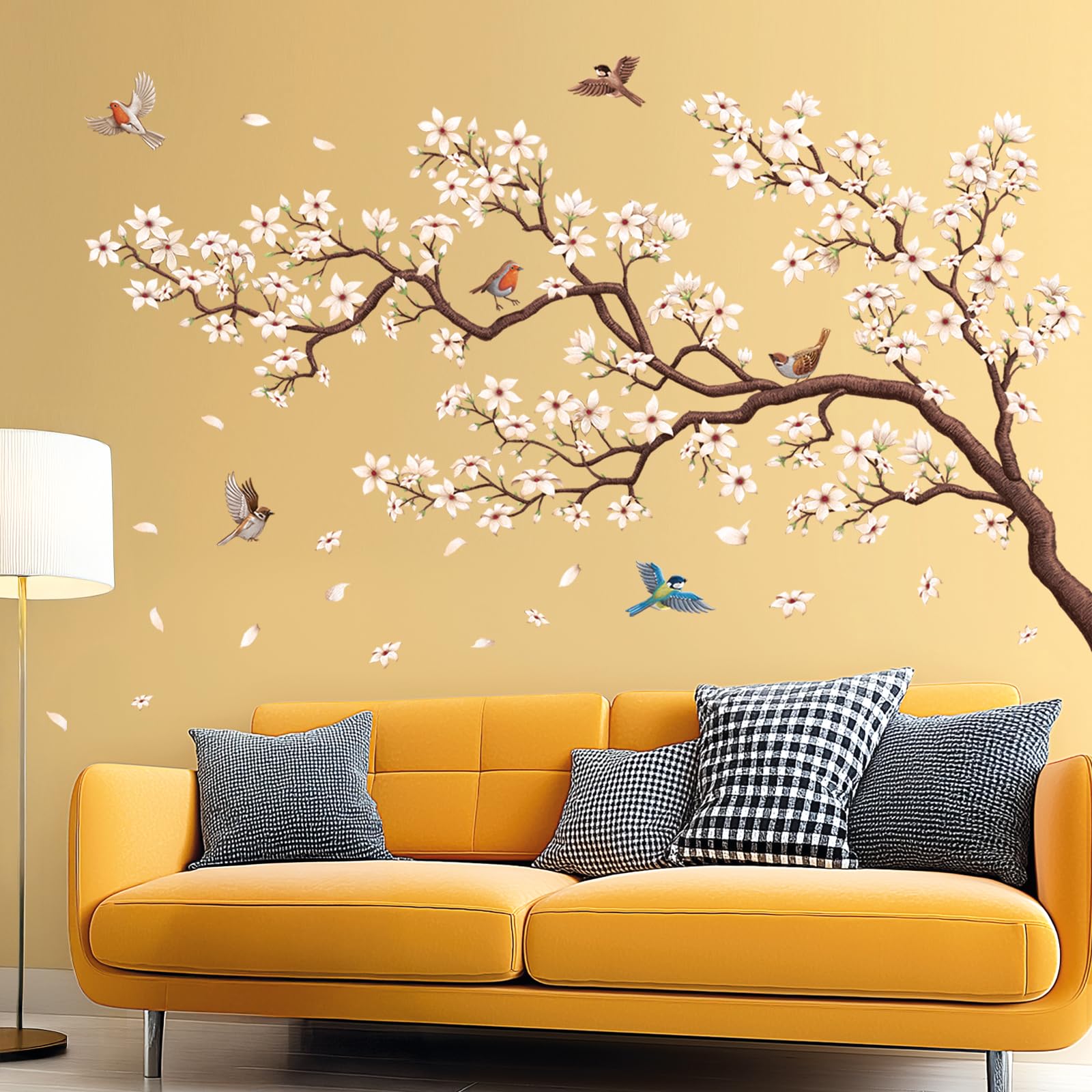DECOWALL SG4-2317 birds among blossoms creating playful nursery ambience