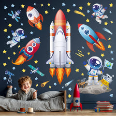DECOWALL space-scene wall decals brighten playrooms with a playful astronomy theme.