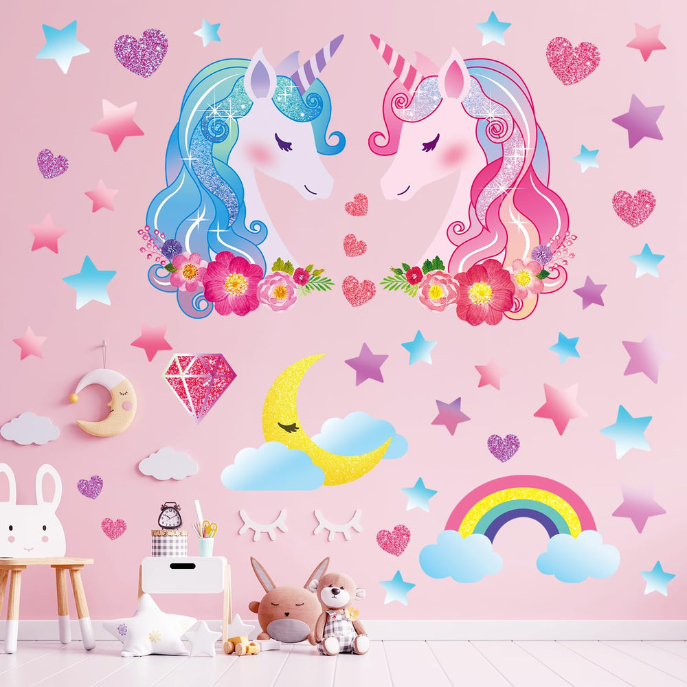 Decowall unicorn wall stickers easy peel-and-stick, mess-free room makeover.