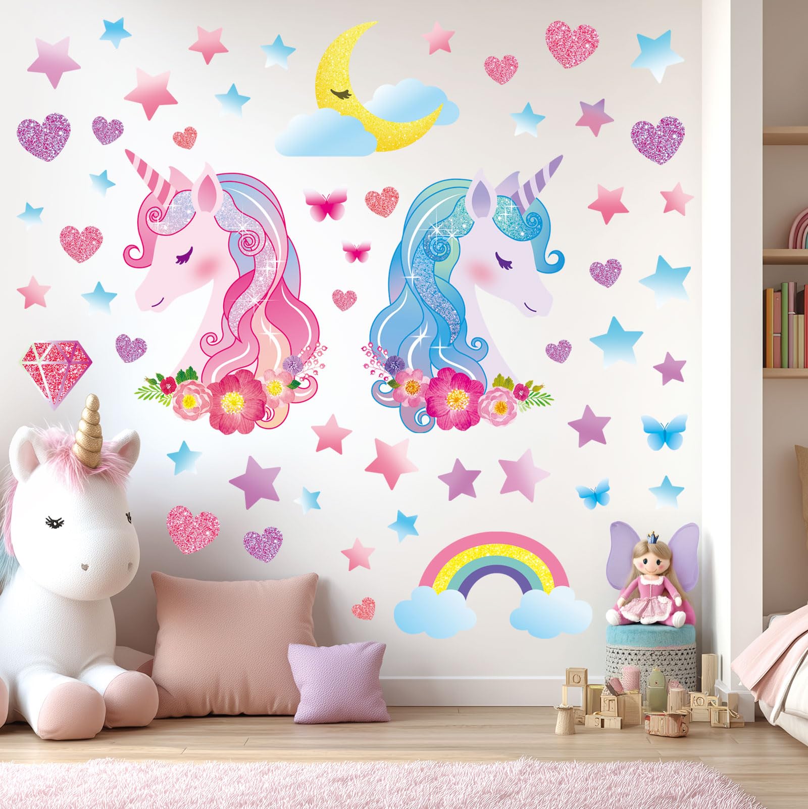 Decowall unicorn wall stickers brighten baby nursery without painting.