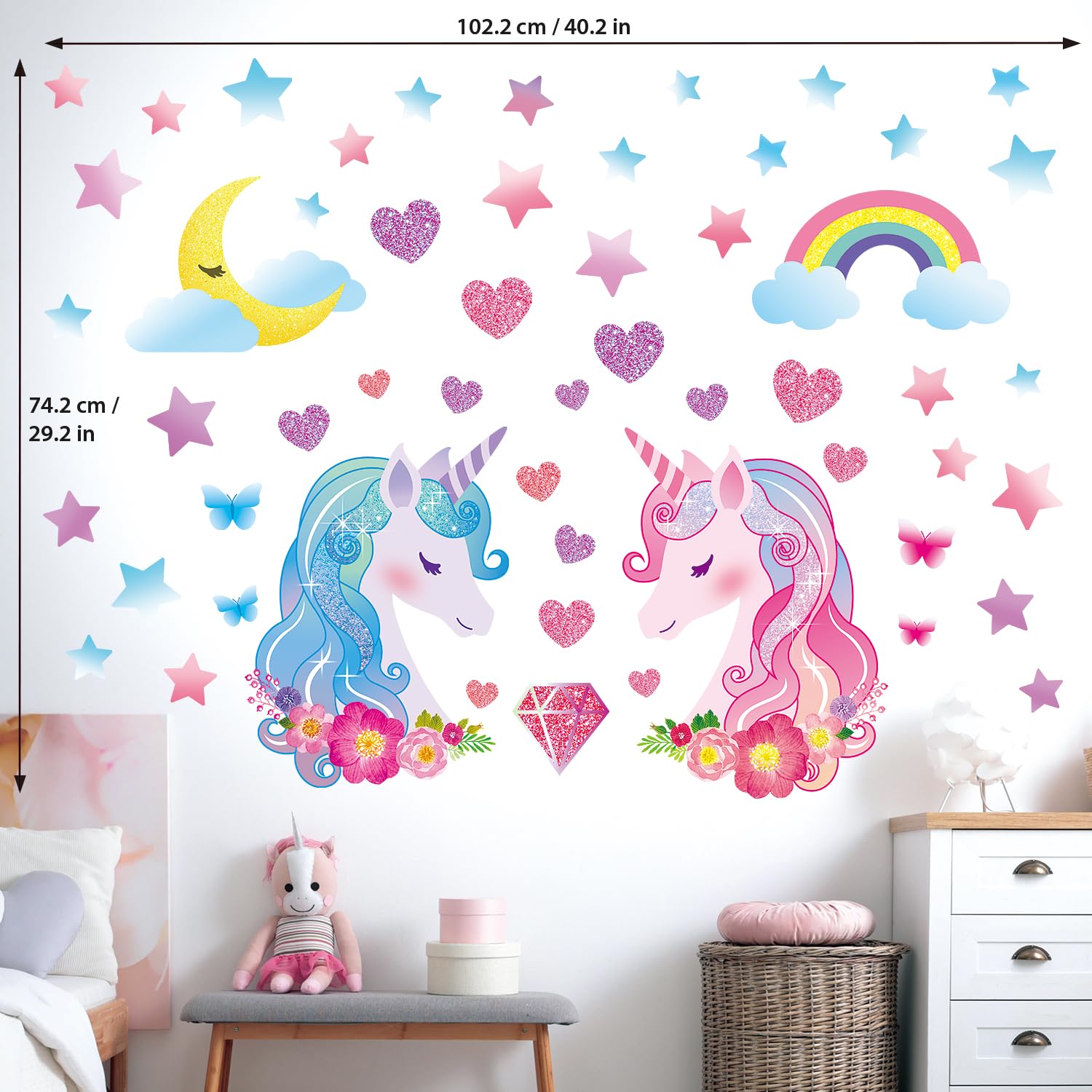 Decowall unicorn wall stickers learn-and-play theme for imaginative kid spaces.