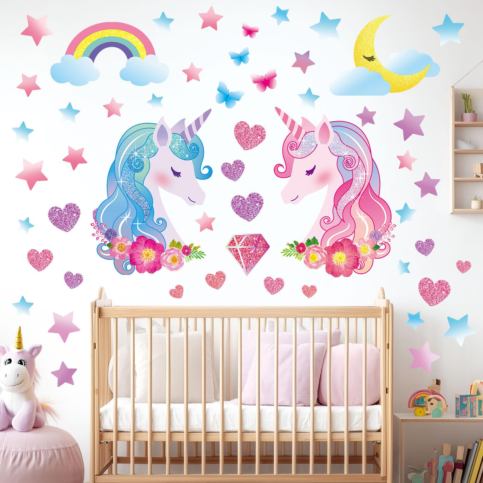 Decowall unicorn wall stickers pink princess decor ideal for nursery or toddler rooms.