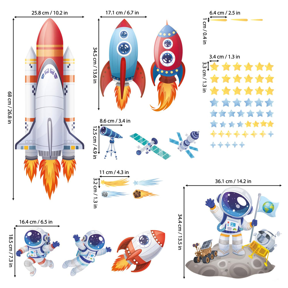 DECOWALL multi-pack rocket decals let you customize a dreamy space corner.
