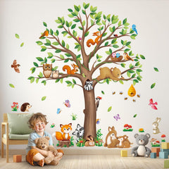 DECOWALL Woodland large tree decal creates a warm play space for children.
