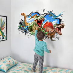 Decvictor 3D dinosaur wall decal shows Brachiosaurus neck rising for magical nursery display.