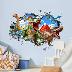 Decvictor 3D Dinosaur Wall Decal with T-Rex and Spinosaurus for dramatic kids room scenes.