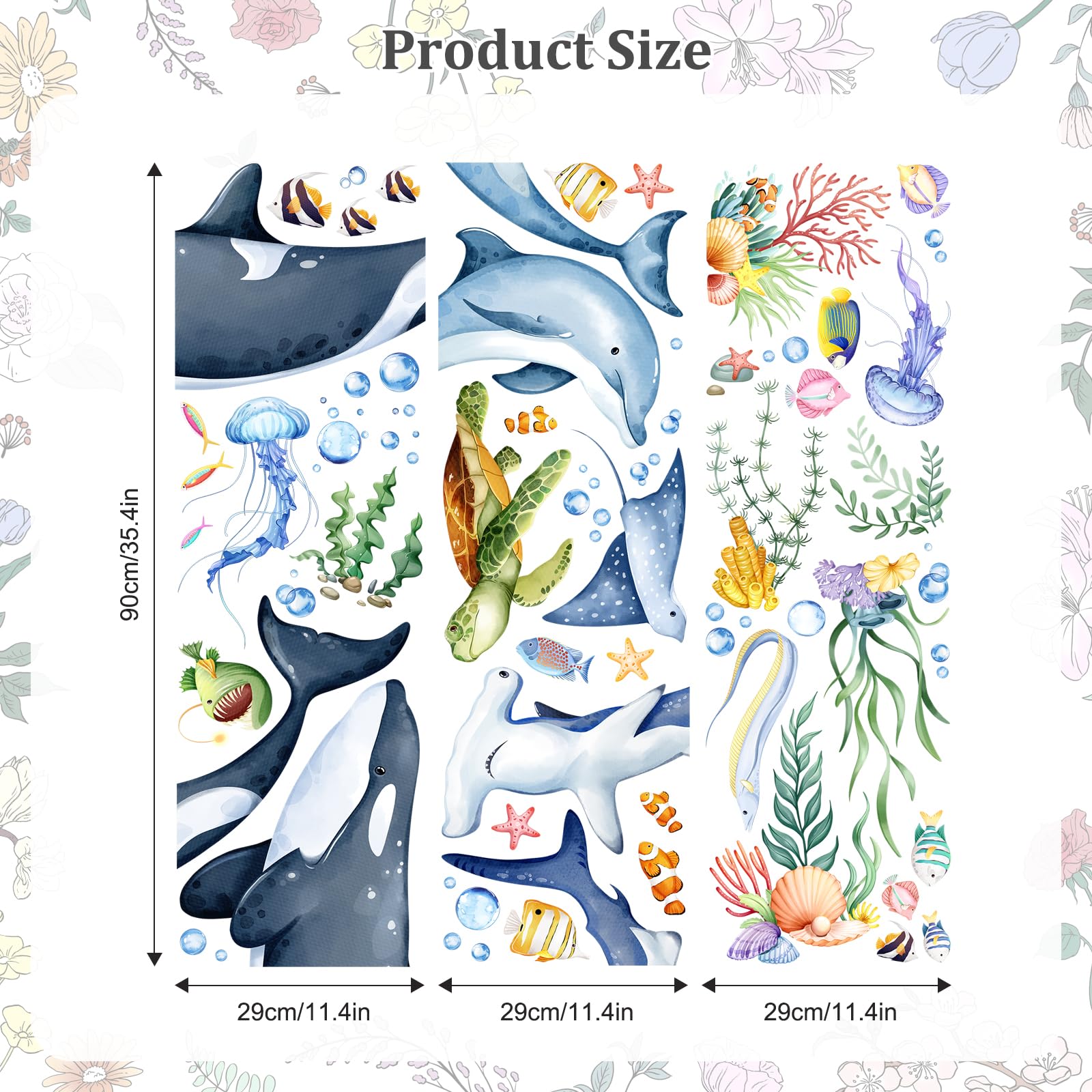 Decvictor Whales Under The Sea decal—colorful fish for vibrant mural appeal