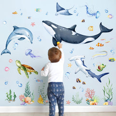 Decvictor Whales Under The Sea decal—dolphin adds playful energy to kids' room