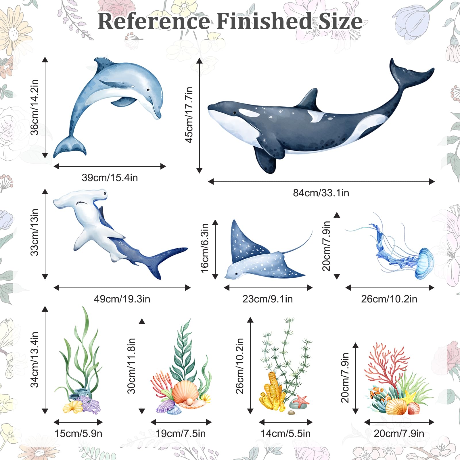 Decvictor Whales Under The Sea decal—seaweed texture enhances underwater ambiance