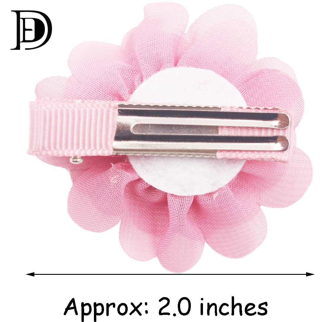 DED 40pcs chiffon flower bows collection-01 on toddler adds playful outfits and secure hold.