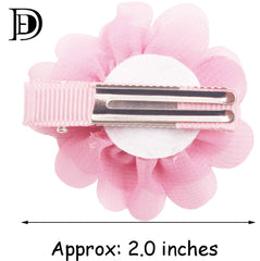 DED 40pcs chiffon flower bows collection-01 on toddler adds playful outfits and secure hold.