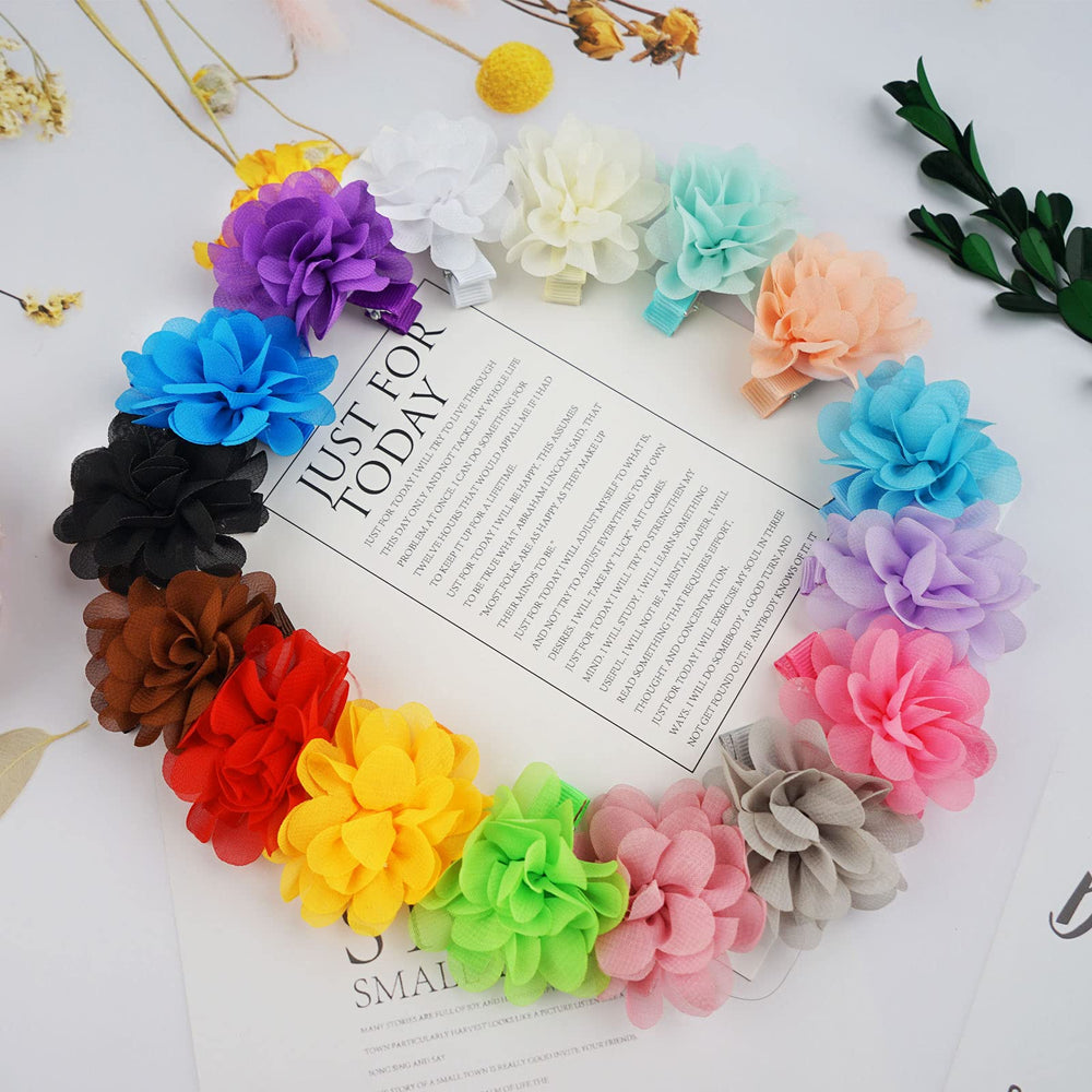 DED 40pcs chiffon flower bows wear-05 bright mix matches many outfits.