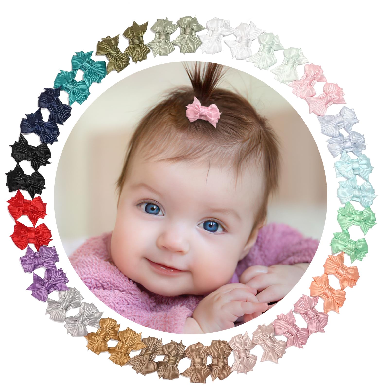 DED 40pcs mini bow snap clips set in vibrant colors for outfits and photos