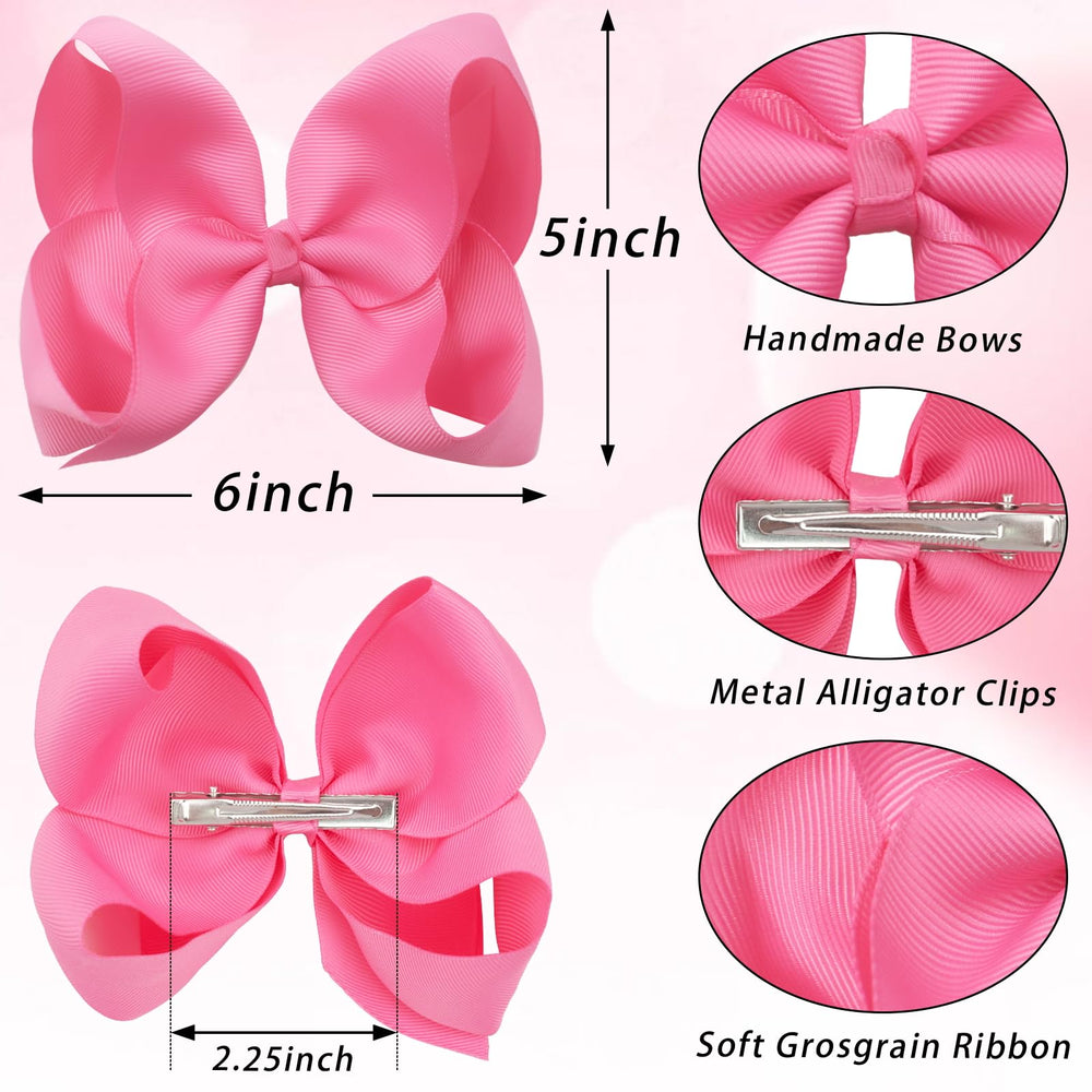 DED 6in hair bow close-up shows durable grosgrain texture.
