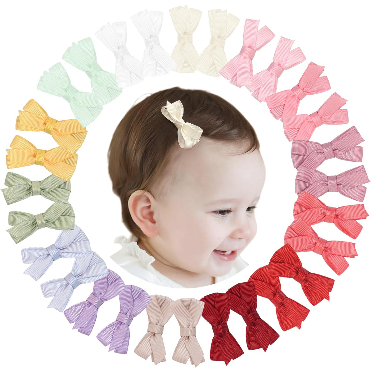 DED baby bows clip multi-color collection for easy daily outfit coordination