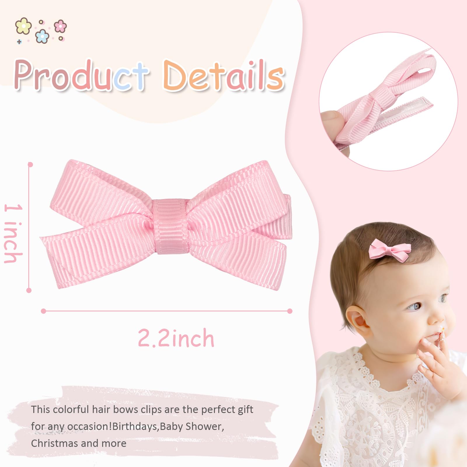 DED baby bows clip color variety complements outfits for birthdays and celebrations