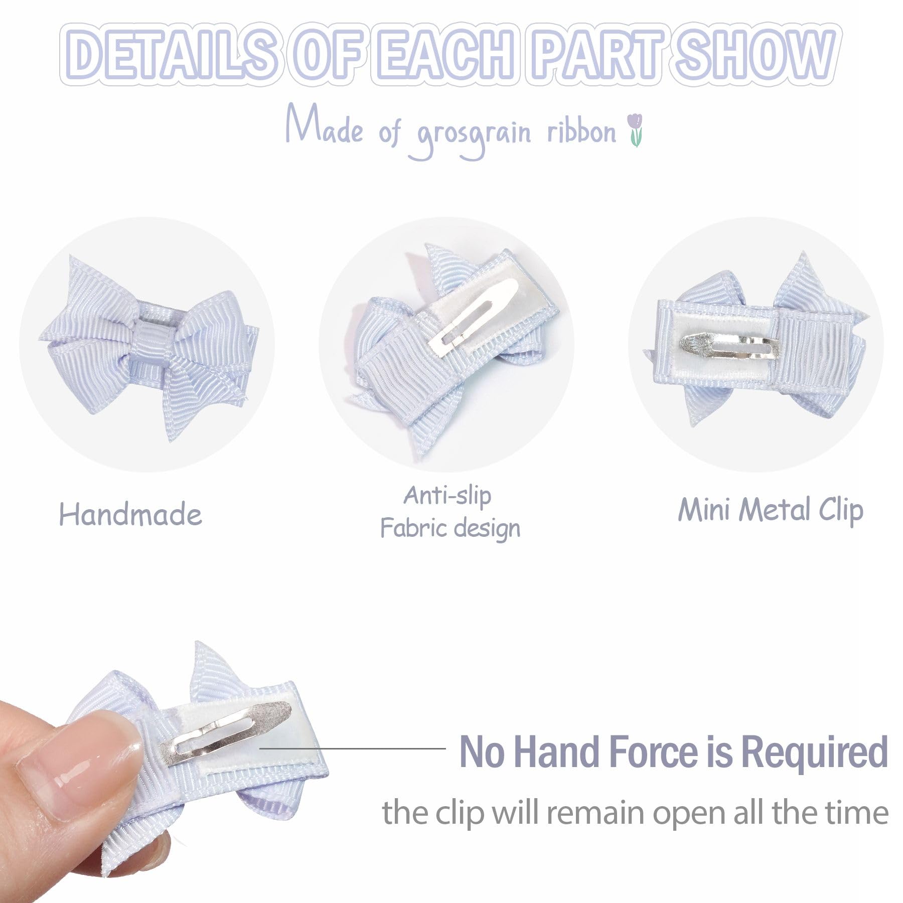 DED baby bows closeup reveals soft grosgrain ribbon texture ideal for delicate baby hair