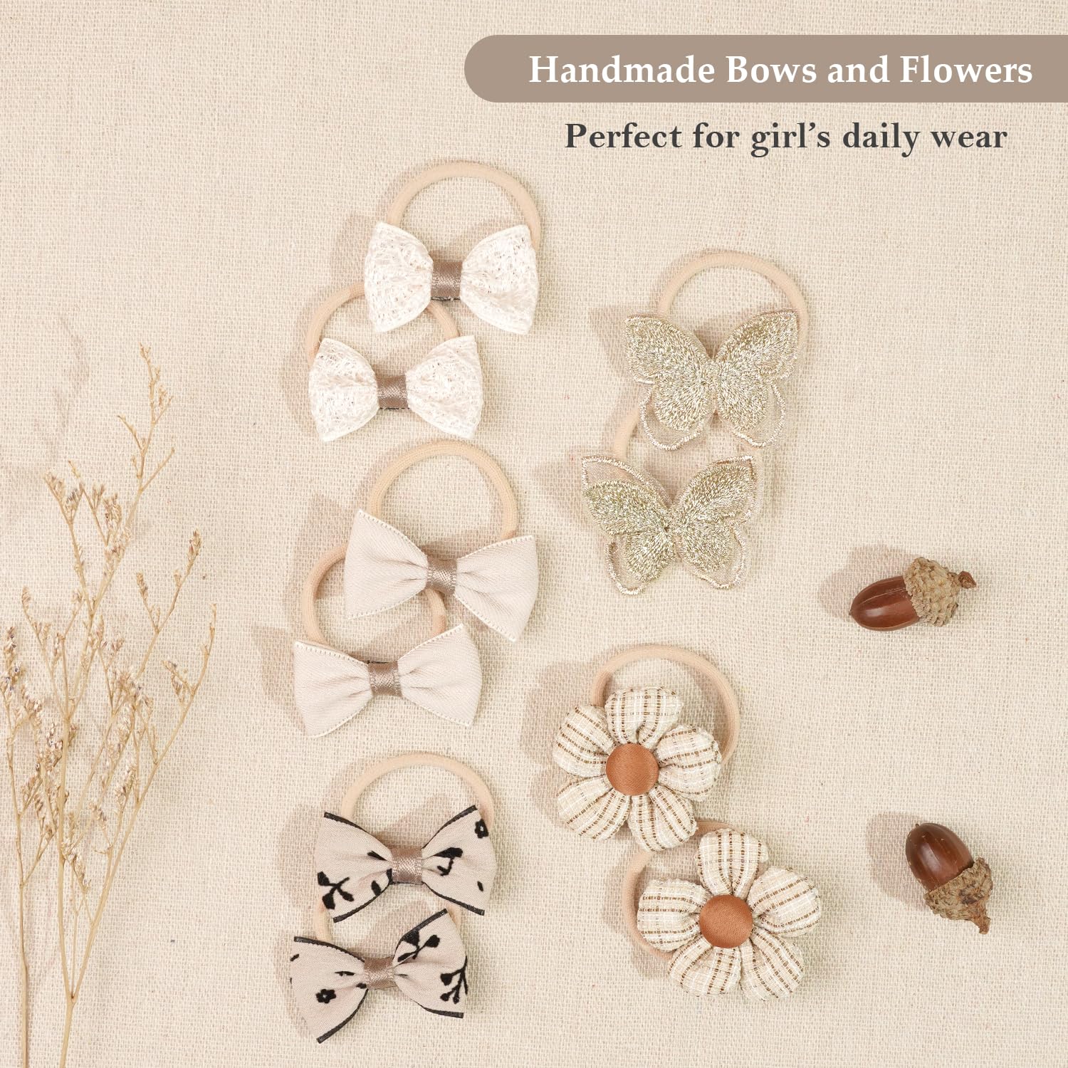 DED Baby Hair Ties Bows Elastic Band for secure daily wear without slipping