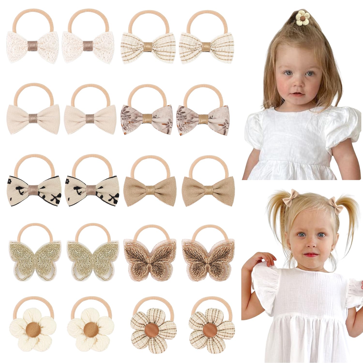 DED Baby Hair Ties Bows pack closeup with gentle fabric for daily wear