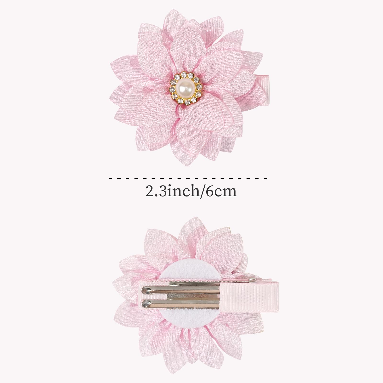 DED chiffon flower bow lavender rhinestone clip adds a soft touch for delicate hair