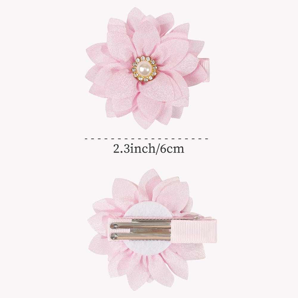 DED chiffon flower bow lavender rhinestone clip adds a soft touch for delicate hair