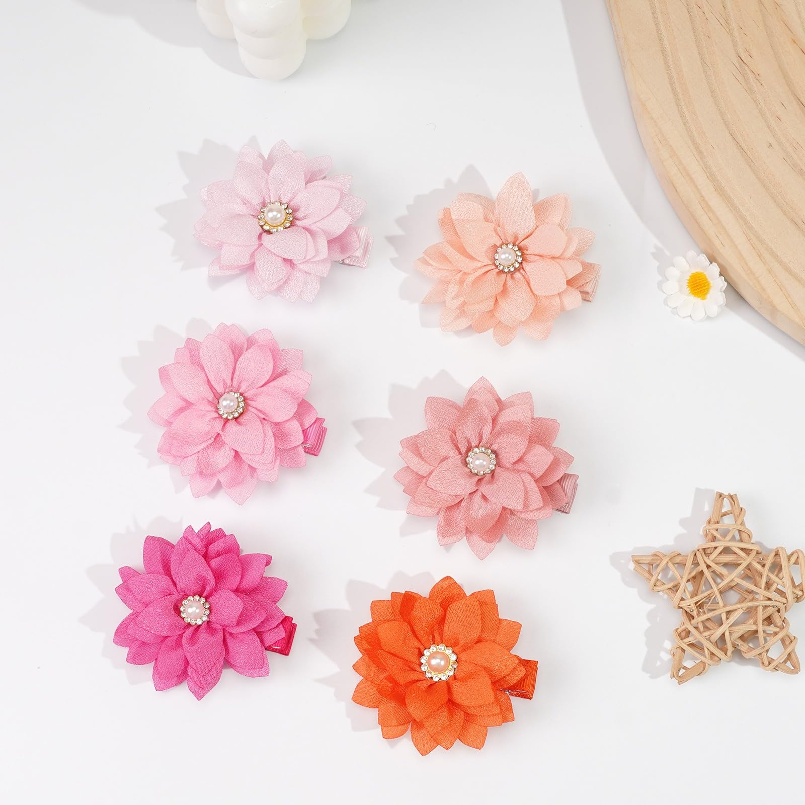 DED chiffon flower bow multicolor rhinestone clip matches diverse outfits