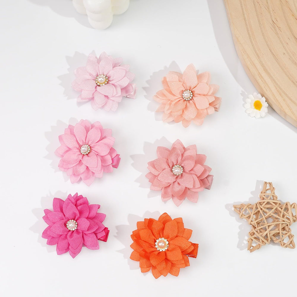DED chiffon flower bow multicolor rhinestone clip matches diverse outfits