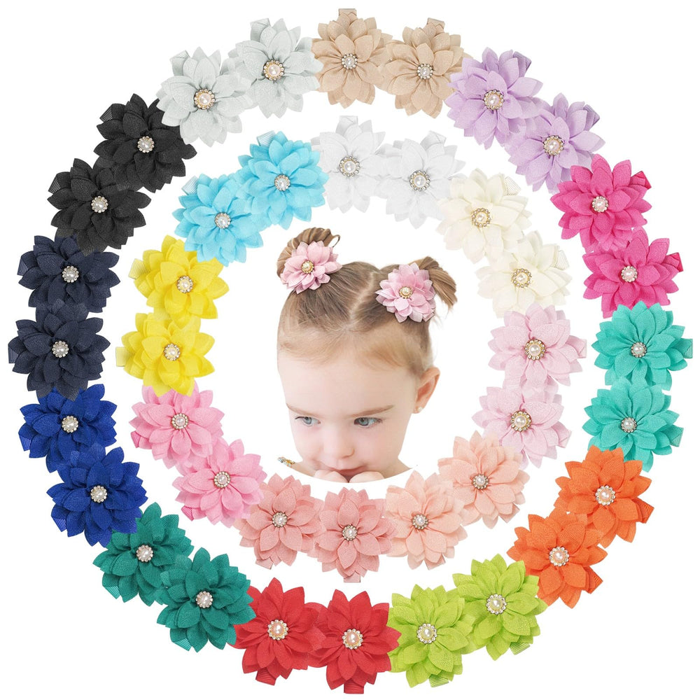 DED chiffon flower bow pink rhinestone clip enhances everyday outfits with sparkle