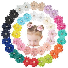 DED chiffon flower bow pink rhinestone clip enhances everyday outfits with sparkle