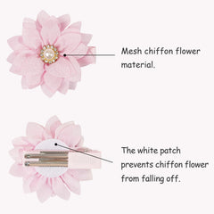 DED chiffon flower bow sky-blue rhinestone clip secures fine hair during playtime