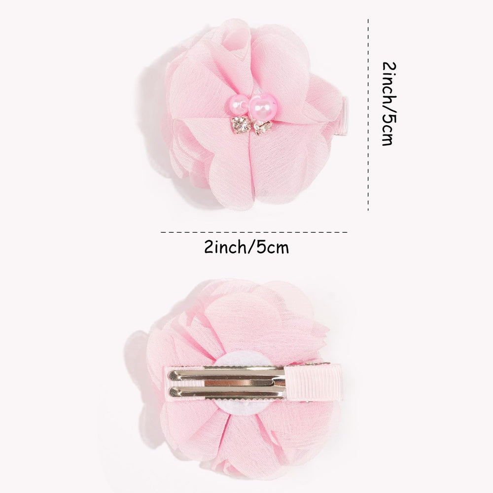 DED chiffon flower bows closeup; fine detailing for festive looks