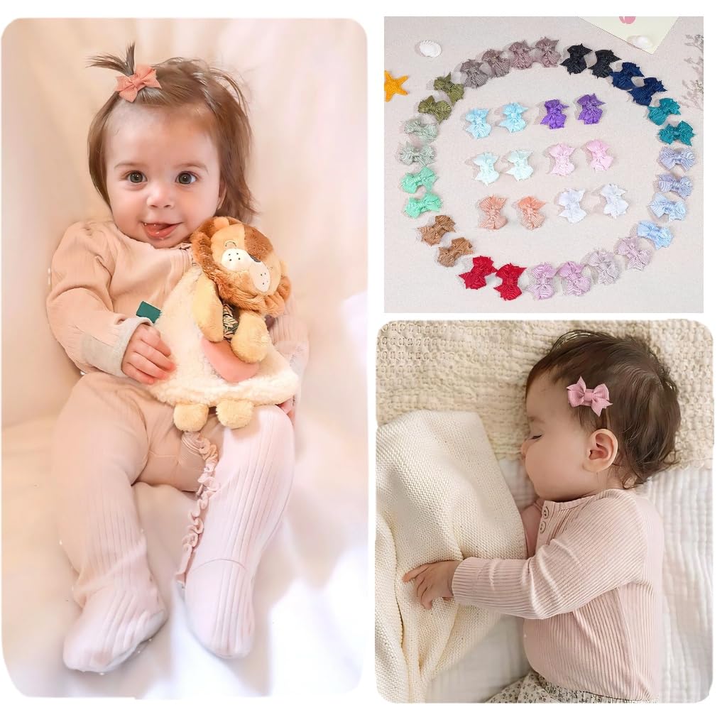 DED Mini Bow Snap Hair Clips multicolor assortment on table demonstrates styling variety.