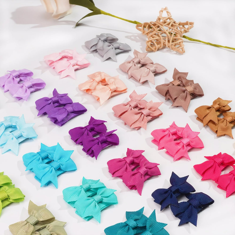 DED Mini Bow Snap Hair Clips wispy-hair closeup secures delicate strands neatly.