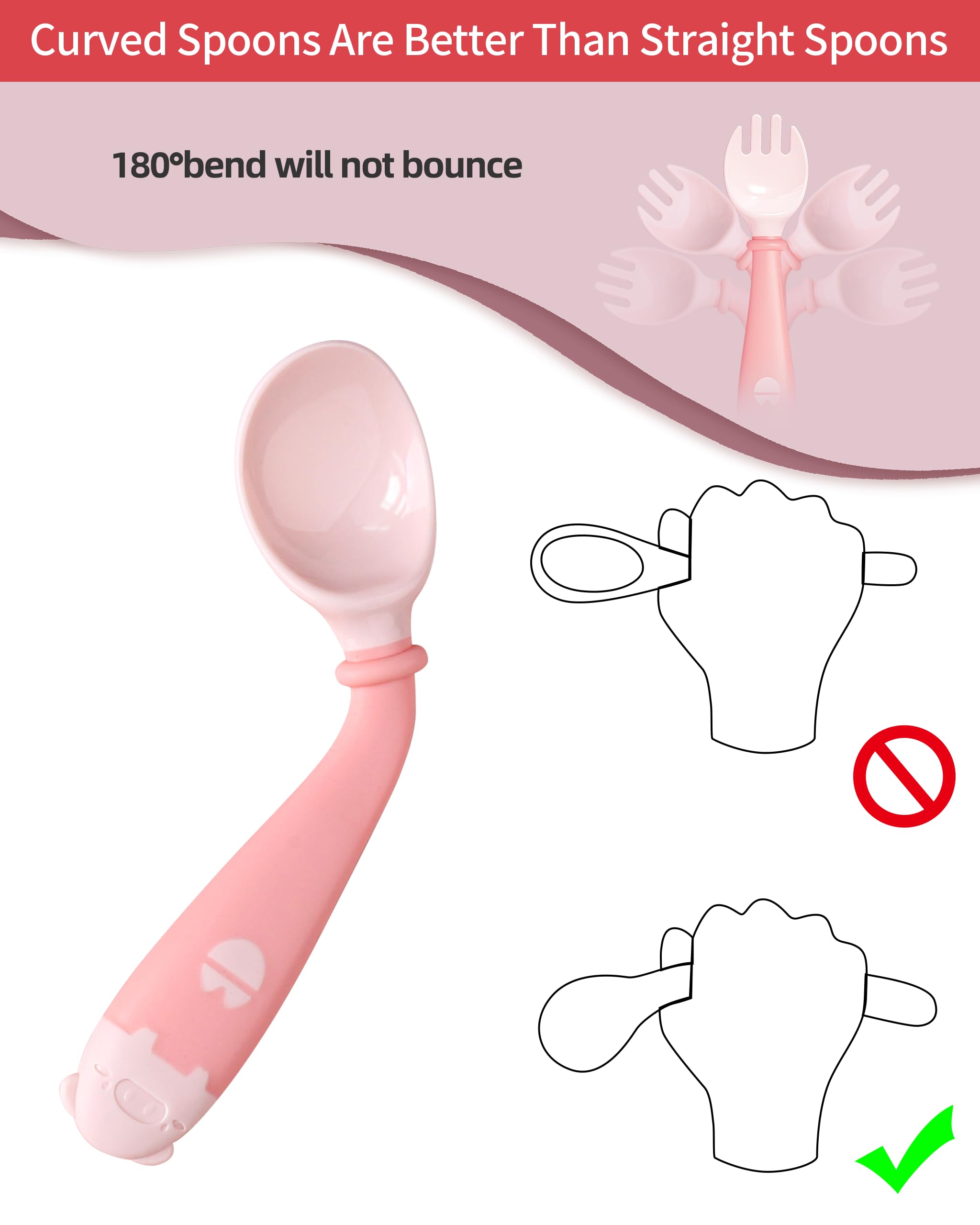 Deejoy toddler-utensils-ergonomic-design: ergonomic design encourages independent mealtime practice