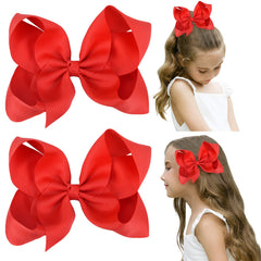 DEEKA 6in handmade red bow with alligator clip for quick daily hairstyle updates