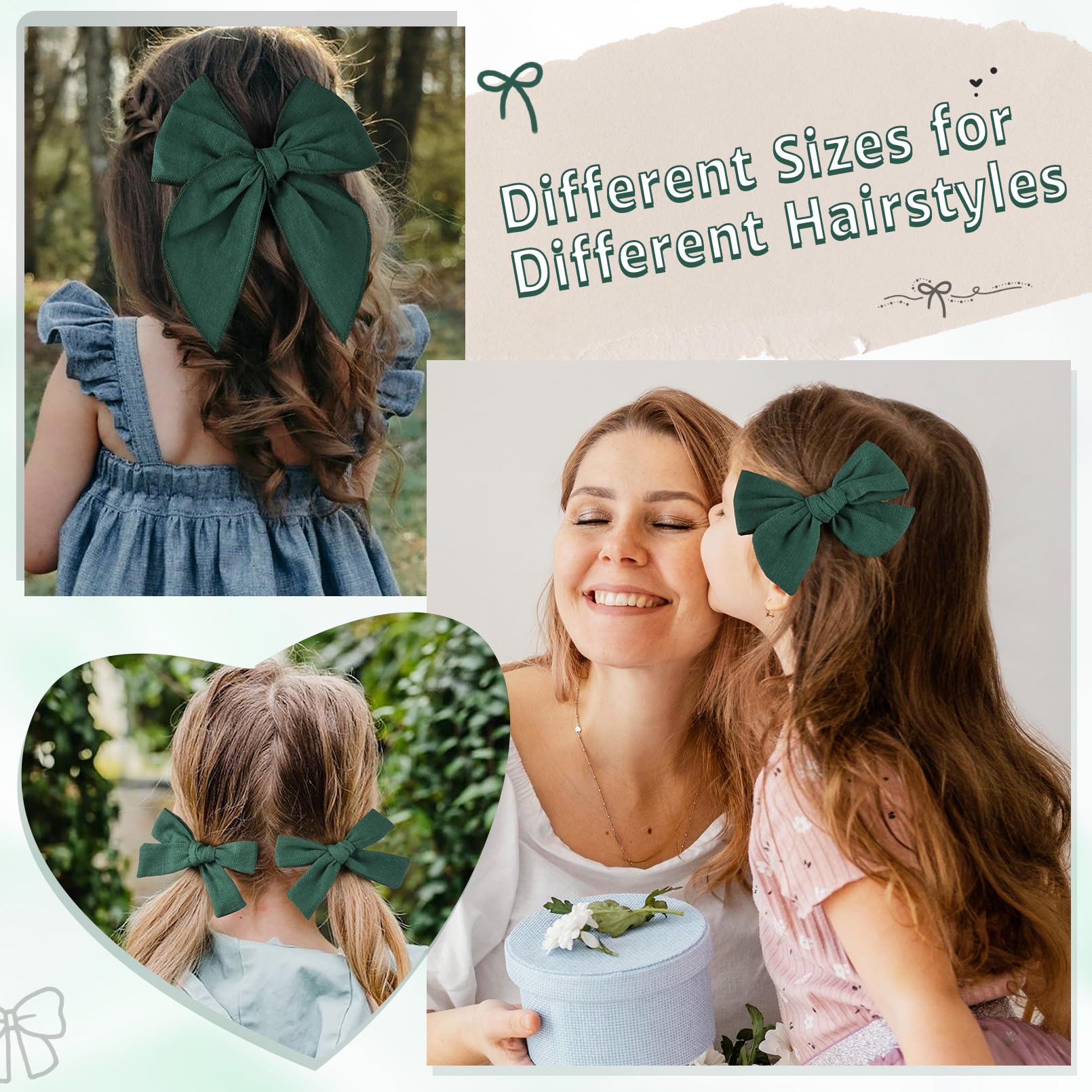 DEEKA close-up of sturdy alligator clip detail on hair bows.