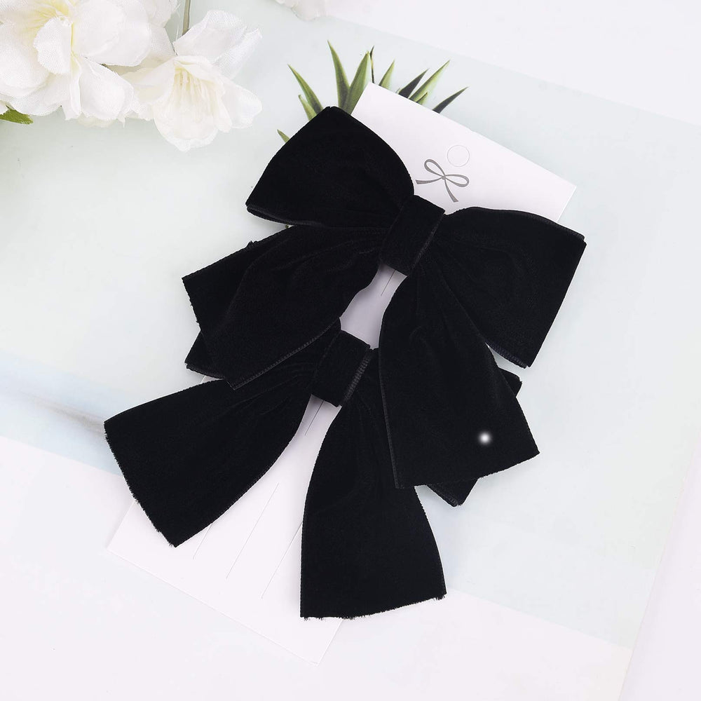 DEEKA baby girl velvet bow fashion accessory in black for parties or school