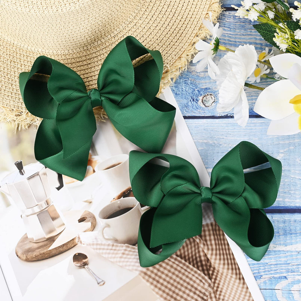 DEEKA baby girls ponytail styling with hunter green bow
