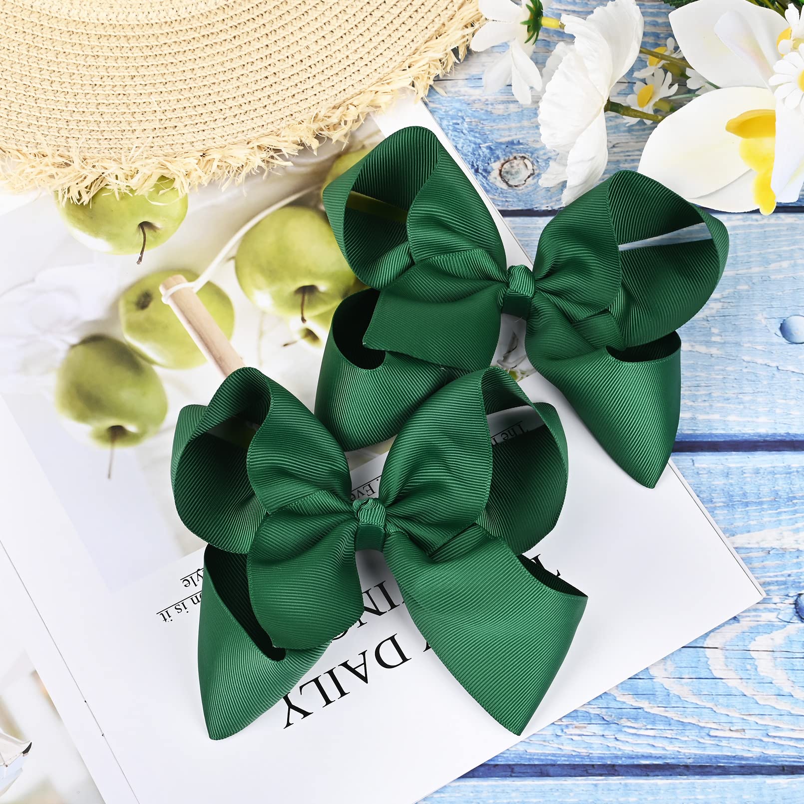 DEEKA back-to-school bow in hunter green complements uniforms