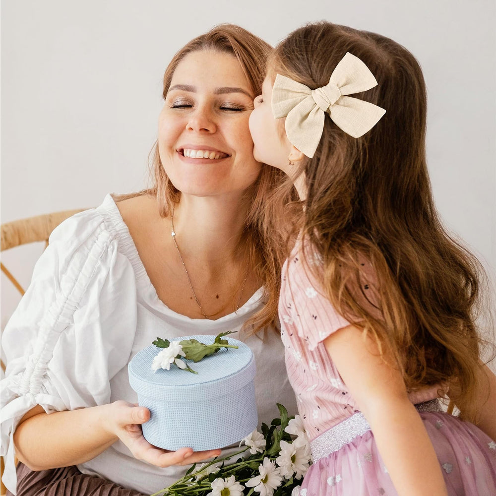DEEKA beige bows stacked for versatile ponytails and buns styling
