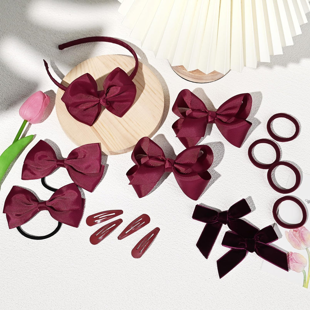 DEEKA burgundy bow headband provides comfortable all-day wear for neat styles