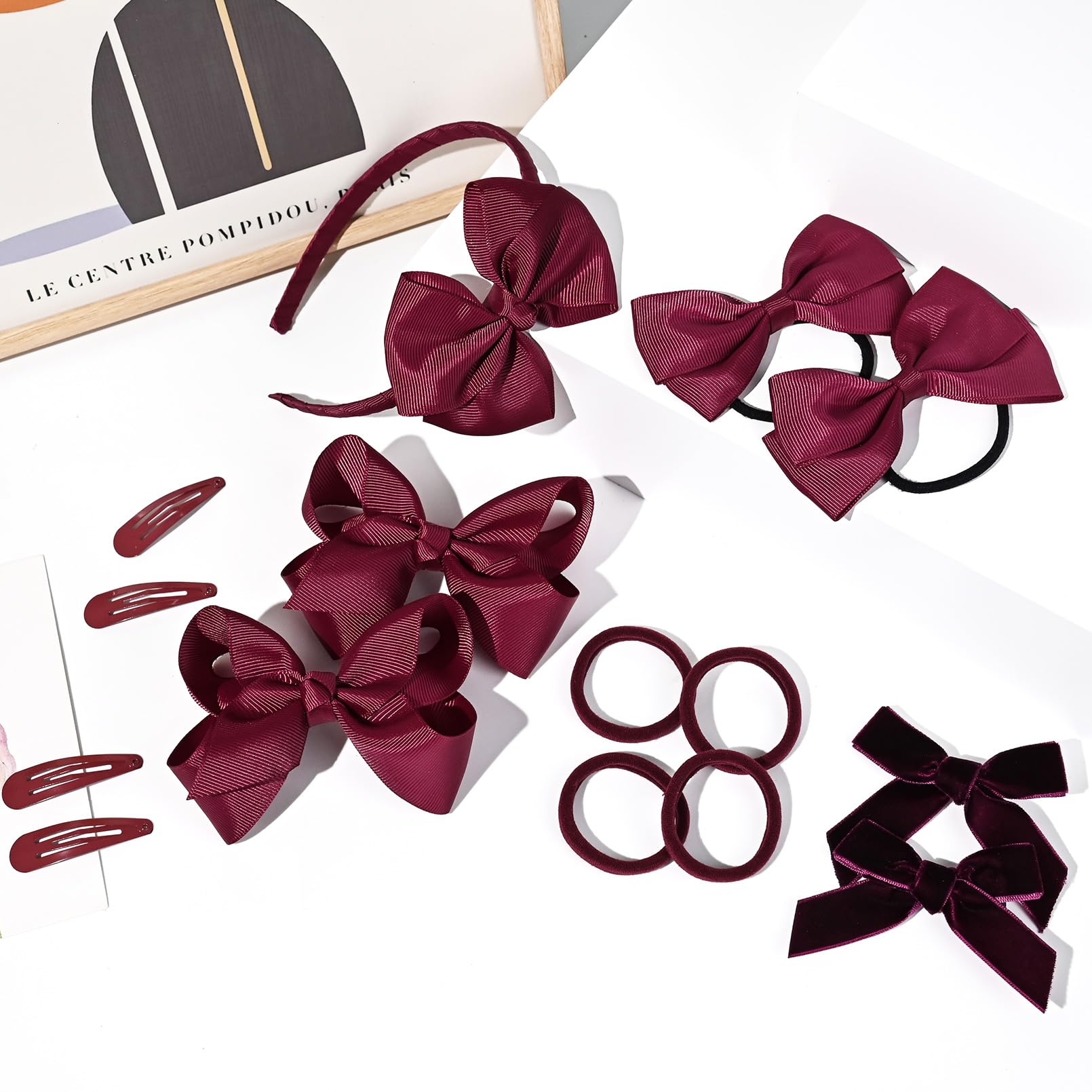 DEEKA burgundy elastic hair ties stretch for ponytails, braids, and secure holds
