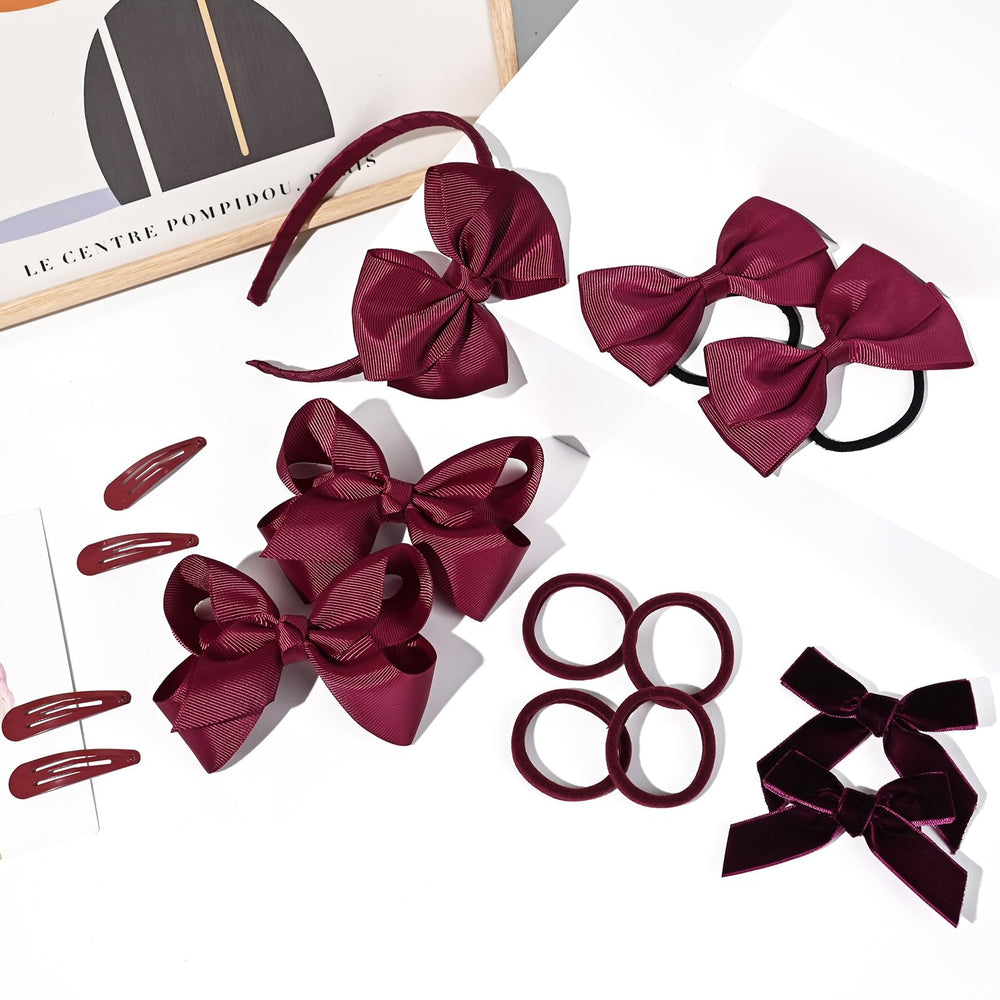 DEEKA burgundy elastic hair ties stretch for ponytails, braids, and secure holds